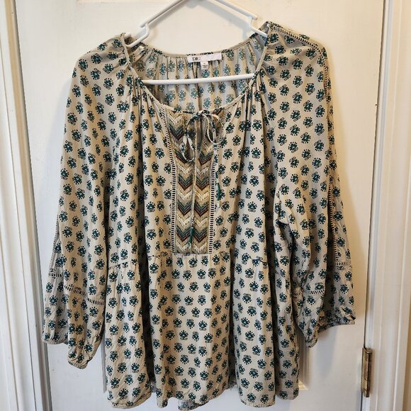 DR2 Daniel Rainn Blouse Boho Hippie Peasant Western Top Size - Picture 1 of 9